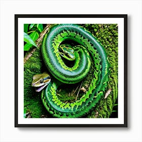 Emerald Tree Boa Snake Reptile Green Arboreal Tropical Rainforest Amazon South America Co (4) Art Print