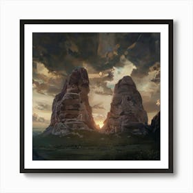 Sunset Over Rock Formations Art Print