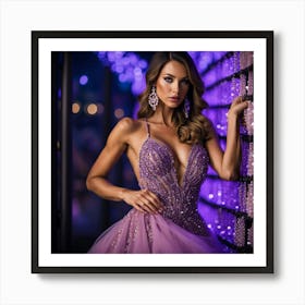 Cute Woman In A Purple Dress Art Print