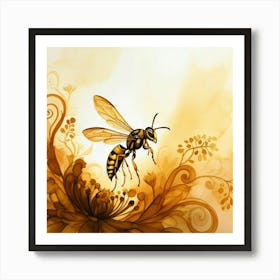 Wasp On A Flower Art Print