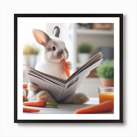 Rabbit Reading Newspaper Art Print