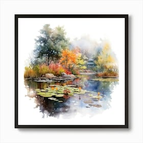 Watercolor Of A Pond Poster