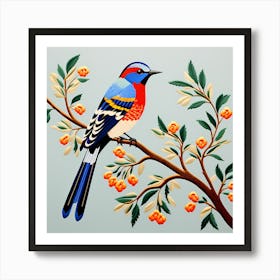 Palestinian Tatreez Embroidery, Bird On a Branch, folk art, 162 Art Print