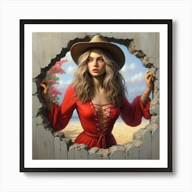 Girl In A Red Dress 1 Art Print