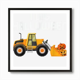 Kids I Dig Halloween Pumpkin Tractor Jack O Latern Toddlers Art Print