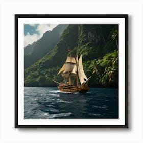 Pirate Ship In The Ocean Art Print