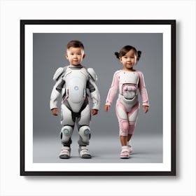 Two Children In Robot Suits 2 Art Print