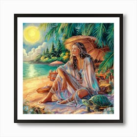 Woman On The Beach Art Print