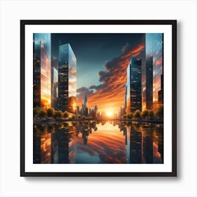 city sunset Art Print