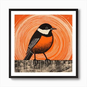 Retro Bird Lithograph Carolina Chickadee 3 Art Print