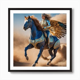 Woman Riding A Horse With Wings Art Print