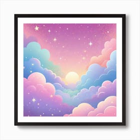 Sky With Twinkling Stars In Pastel Colors Square Composition 303 Art Print