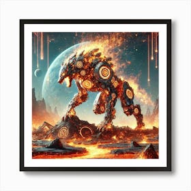 A Sci Fi Themed Scene Depicting The Fire Wolf Usin Art Print