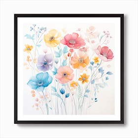 Pastel Colorful Flowers 2 Art Print