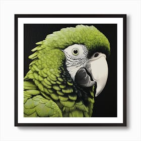 Ohara Koson Inspired Bird Painting Macaw 3 Square Art Print