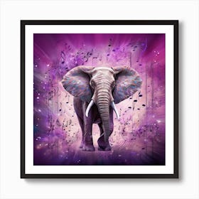 Elephant With Music Notes Art Print