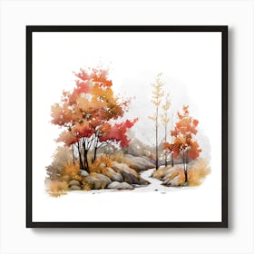 Watercolor Autumn Trees 12 Art Print