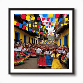 Colorful Dancers In Colombia 1 Art Print
