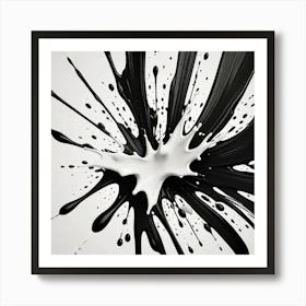 Black And White Paint Brush Strokes And Splash 1678843412(1) Art Print