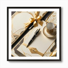 Gold Stationery Set Art Print