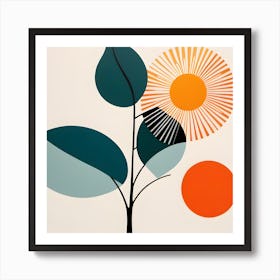 Sun And Tree Abstract Art Print