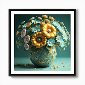 Klimts Would Love These Flowers Light Blue 1 Art Print