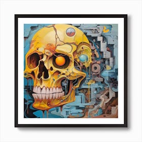 'Robot Skull' Art Print