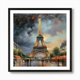 Eiffel Tower Paris Starry Night Art Print