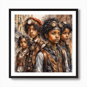 Steampunk Kids Art Print