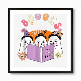 Groovy Booooks Ghost Halloween Teacher Book Library Reading Art Print