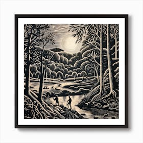 Moonlight In The Woods Art Print