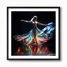 Holographic Dance - Dancer In Light Dress Art Print