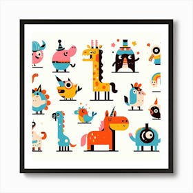 Cartoon Animals 1 Art Print