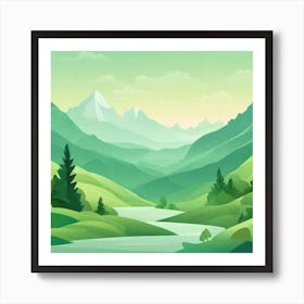 Misty mountains background in green tone 203 Art Print