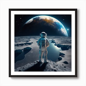 Space Astronaut Universe Moon Earth Art Print