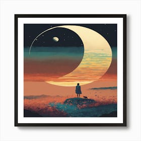 Moon And The Dog 1 Art Print