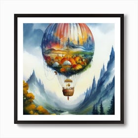 watercolor of a off white hot air balloon 8 Art Print