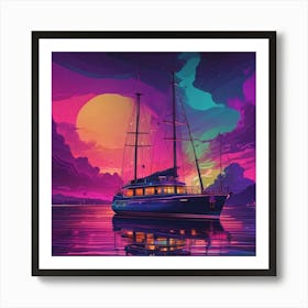 Sunset Sailboat 15 Art Print