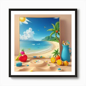 Default On The Beach Mosaic Painting Wall Art 0 Art Print