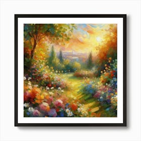 Sunset In The Garden Art Print