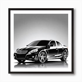 Black Car On A Grey Background Art Print