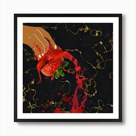 Strawberry With Blood Art Print