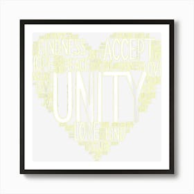 Unity Day Orange Heart Shaped Words Of Unity Anti Bullying Art Print