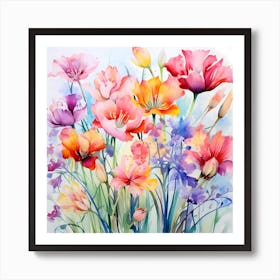 AI Serenity in Bloom: Delicate Petals Art Print