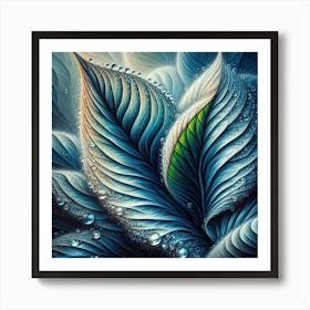 Water Droplets On A Leaf Art Print