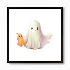 Ghost And Pumpkin Art Print