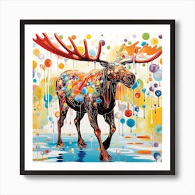 Moose With Balloons Art Print