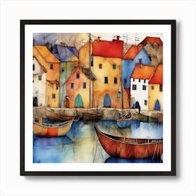 Boats In The Harbor Art Print