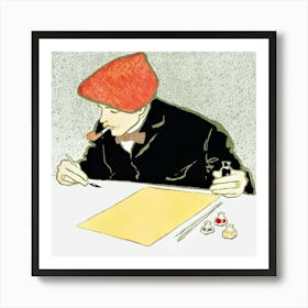 Vintage Man Drawing Illustration, Edward Penfield Art Print