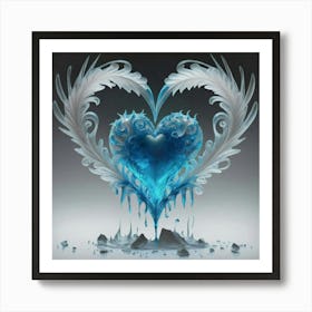 Heart silhouette in the shape of a melting ice sculpture 17 Art Print